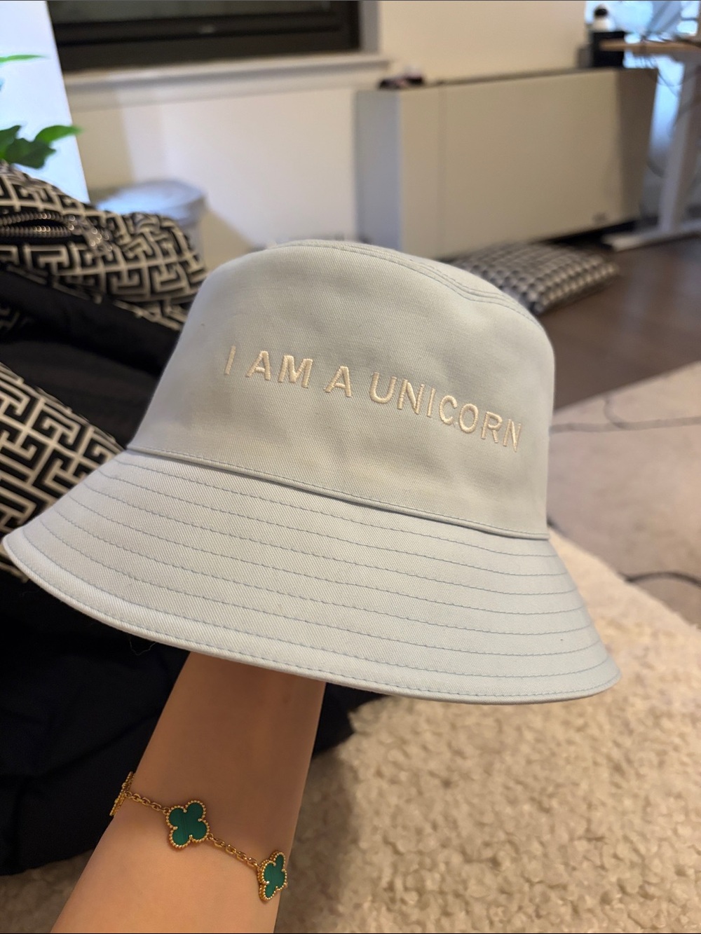 Burberry Light Blue 'I AM A UNICORN' Bucket Hat